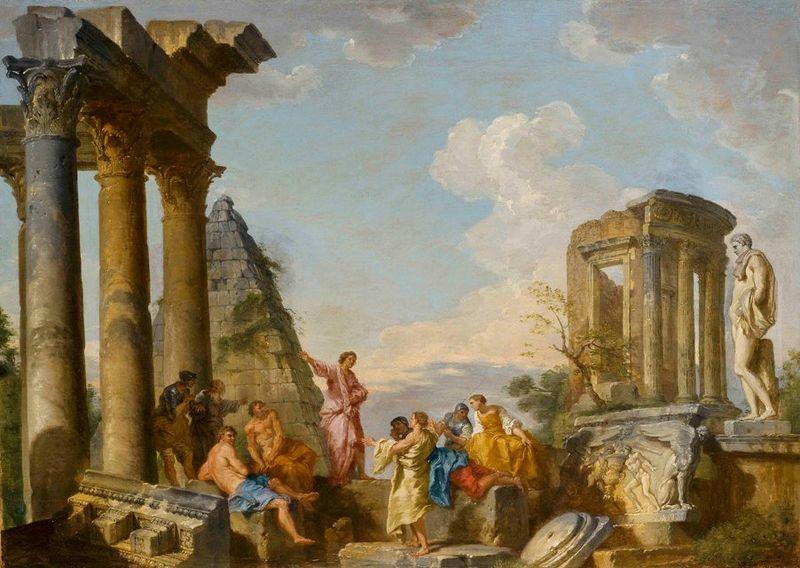 Giovanni Paolo Panini Architectural Capriccio with an Apostle Preaching France oil painting art